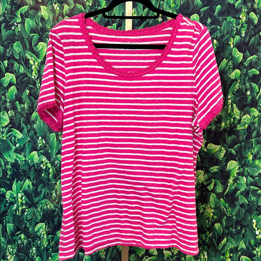 TALBOTS Pink & White Striped Women's Top 1X